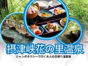 【ハイヤー(ジャンボタクシー）で行く！】摂津峡花の里温泉「山水館」でご昼食と温泉 日帰りの旅