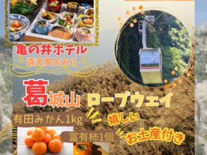 【ハイヤーで行く】葛城山ロープウェイ ススキ観賞と日帰り温泉に目の御利益の瀧谷不動へ 早期お申込み特典：有田みかんと富有柿のお土産🍊