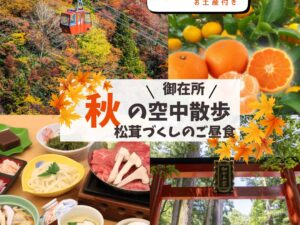 【早期お申し込みで昨年好評の蒲郡みかんお土産付】秋の空中散歩 御在所ロープウェイと松阪牛すき焼きと松茸御膳のご昼食