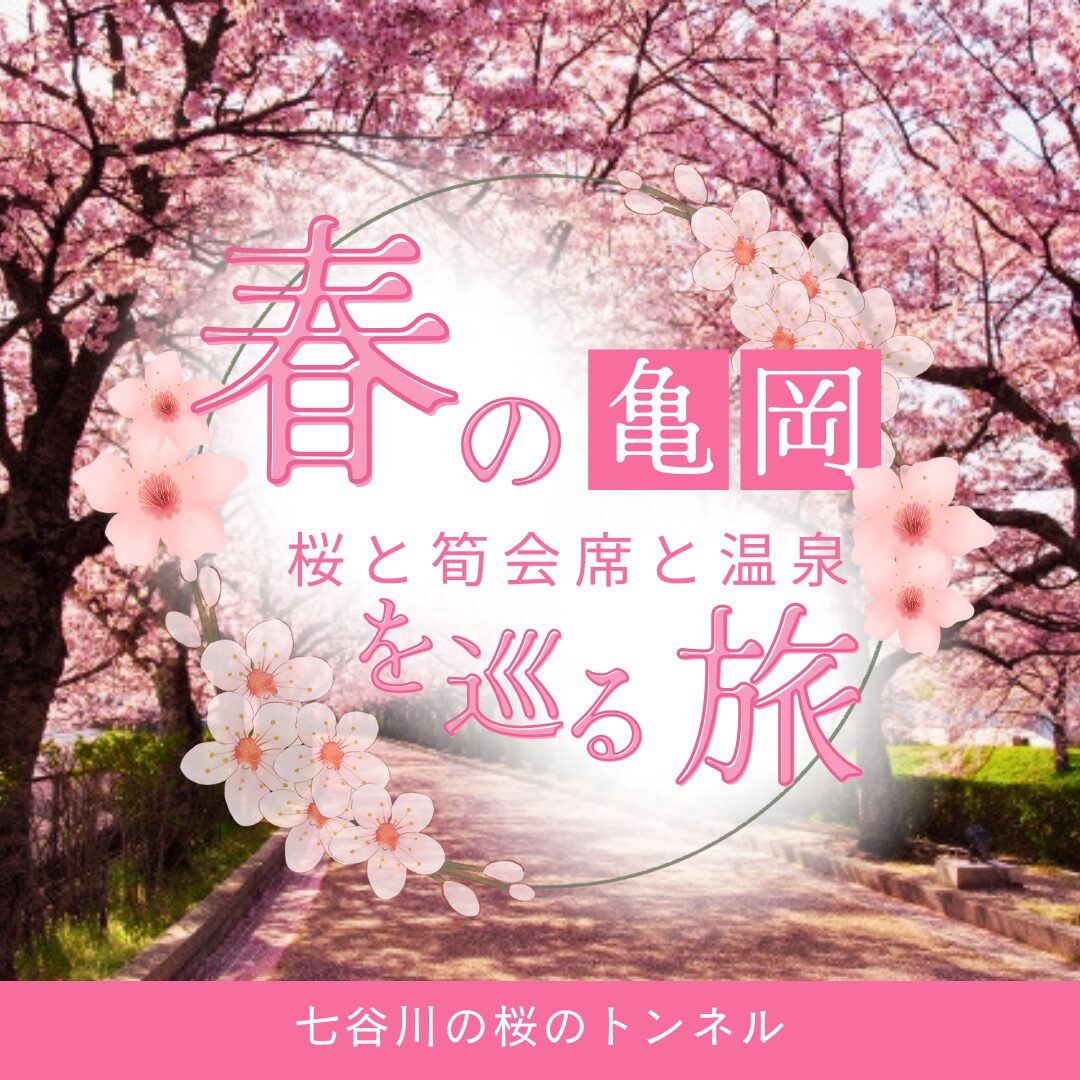 【2026年4月】春爛漫 七谷川の桜のトンネル観賞と筍会席に湯の花温泉亀岡満喫 日帰りバスの旅